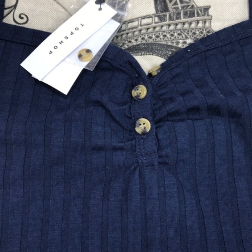 TOPSHOP Button Detail Ribbed Cami Top - Picture 4 of 6